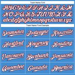 Personalized Powder Blue Red Pinstripe White-Navy Authentic Baseball Jersey Team Custom Name and Number