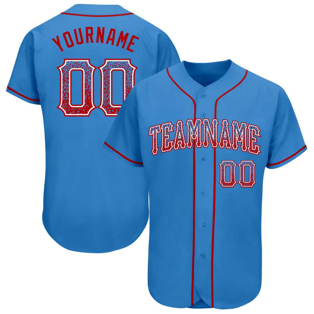 Personalized Powder Blue Red-White Authentic Drift Fashion Baseball Jersey Team Custom Name and Number