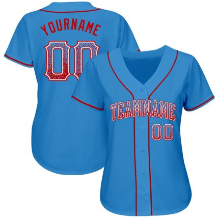 Personalized Powder Blue Red-White Authentic Drift Fashion Baseball Jersey Team Custom Name and Number