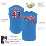 Personalized Powder Blue Red-White Authentic Sleeveless Baseball Jersey Team Custom Name and Number