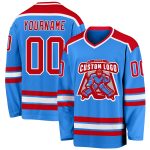Personalized Powder Blue Red-White Hockey Jersey