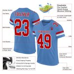 Personalized Powder Blue Red-White Mesh Authentic Football Jersey