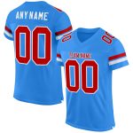 Personalized Powder Blue Red-White Mesh Authentic Football Jersey Team Custom Name and Number
