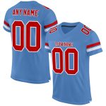 Personalized Powder Blue Red-White Mesh Authentic Football Jersey