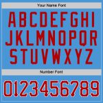 Personalized Powder Blue Red-White Performance T-Shirt Team Custom Name and Number
