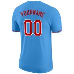 Personalized Powder Blue Red-White Performance T-Shirt Team Custom Name and Number