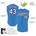 Personalized Powder Blue Royal-Red Authentic Sleeveless Baseball Jersey Team Custom Name and Number