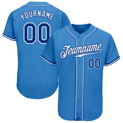 Personalized Powder Blue Royal-White Authentic Baseball Jersey Team Custom Name and Number