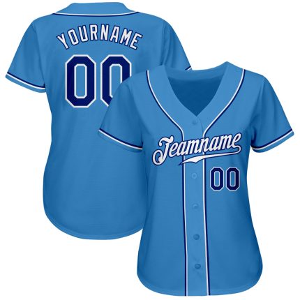Personalized Powder Blue Royal-White Authentic Baseball Jersey Team Custom Name and Number