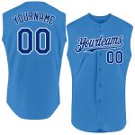Personalized Powder Blue Royal-White Authentic Sleeveless Baseball Jersey Team Custom Name and Number