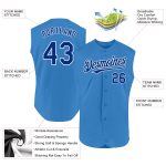 Personalized Powder Blue Royal-White Authentic Sleeveless Baseball Jersey Team Custom Name and Number