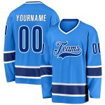 Personalized Powder Blue Royal-White Hockey Jersey Team Custom Name and Number