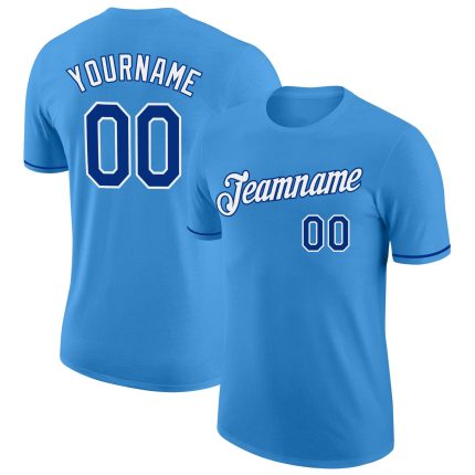 Personalized Powder Blue Royal-White Performance T-Shirt Team Custom Name and Number