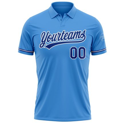 Personalized Powder Blue Royal-White Performance Vapor Golf Polo Shirt Team Custom Name and Number