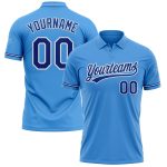 Personalized Powder Blue Royal-White Performance Vapor Golf Polo Shirt Team Custom Name and Number