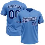 Personalized Powder Blue Royal-White Two-Button Unisex Softball Jersey Team Custom Name and Number