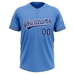 Personalized Powder Blue Royal-White Two-Button Unisex Softball Jersey Team Custom Name and Number