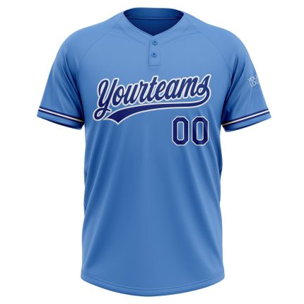 Personalized Powder Blue Royal-White Two-Button Unisex Softball Jersey Team Custom Name and Number