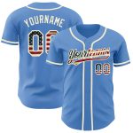 Personalized Powder Blue Vintage USA Flag-Cream Authentic Baseball Jersey Team Custom Name and Number