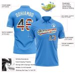 Personalized Powder Blue Vintage USA Flag-Cream Performance Vapor Golf Polo Shirt Team Custom Name and Number