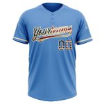 Personalized Powder Blue Vintage USA Flag-Cream Two-Button Unisex Softball Jersey Team Custom Name and Number