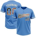 Personalized Powder Blue Vintage USA Flag-Cream Two-Button Unisex Softball Jersey Team Custom Name and Number