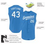 Personalized Powder Blue White Authentic Sleeveless Baseball Jersey Team Custom Name and Number