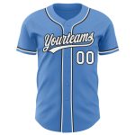 Personalized Powder Blue White-Black Authentic Baseball Jersey Team Custom Name and Number