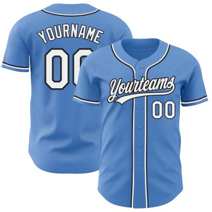 Personalized Powder Blue White-Black Authentic Baseball Jersey Team Custom Name and Number