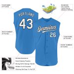 Personalized Powder Blue White-Black Authentic Sleeveless Baseball Jersey Team Custom Name and Number