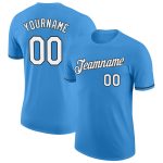 Personalized Powder Blue White-Black Performance T-Shirt Team Custom Name and Number