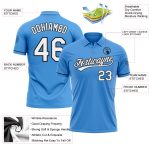 Personalized Powder Blue White-Black Performance Vapor Golf Polo Shirt Team Custom Name and Number