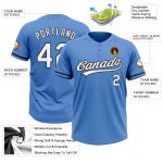 Personalized Powder Blue White-Black Two-Button Unisex Softball Jersey Team Custom Name and Number