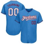 Personalized Powder Blue White-Crimson Authentic Baseball Jersey Team Custom Name and Number