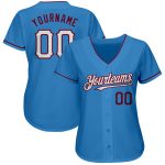 Personalized Powder Blue White-Crimson Authentic Baseball Jersey Team Custom Name and Number