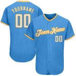 Personalized Powder Blue White-Gold Authentic Baseball Jersey