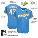 Personalized Powder Blue White-Gold Authentic Baseball Jersey