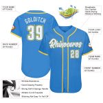 Personalized Powder Blue White-Gold Authentic Baseball Jersey Team Custom Name and Number