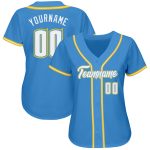 Personalized Powder Blue White-Gold Authentic Baseball Jersey Team Custom Name and Number