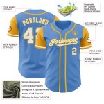 Personalized Powder Blue White-Gold Authentic Two Tone Baseball Jersey Team Custom Name and Number