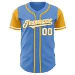 Personalized Powder Blue White-Gold Authentic Two Tone Baseball Jersey Team Custom Name and Number