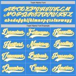 Personalized Powder Blue White-Gold Hockey Jersey Team Custom Name and Number