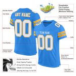 Personalized Powder Blue White-Gold Mesh Authentic Football Jersey Team Custom Name and Number