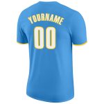 Personalized Powder Blue White-Gold Performance T-Shirt Team Custom Name and Number