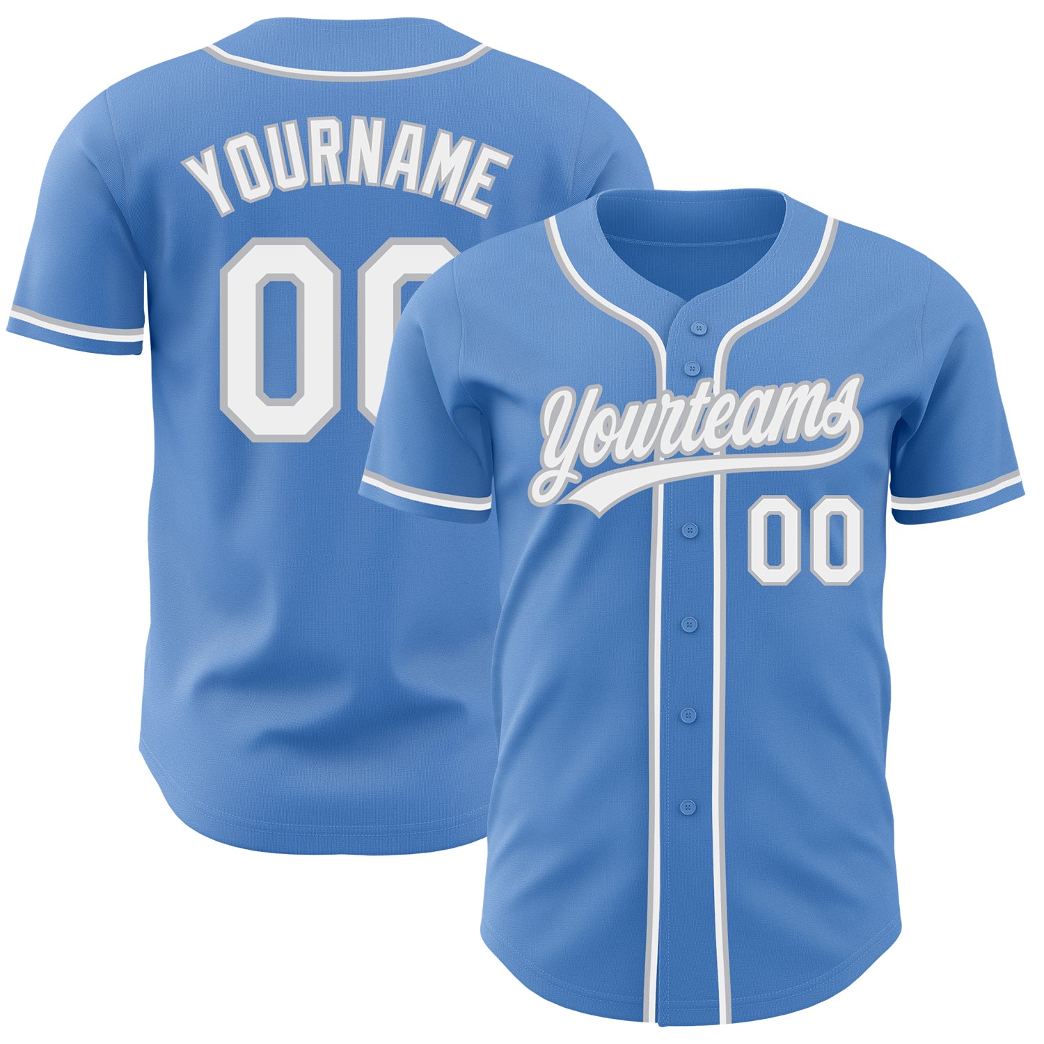 Personalized Powder Blue White-Gray Authentic Baseball Jersey Team Custom Name and Number