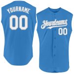 Personalized Powder Blue White-Gray Authentic Sleeveless Baseball Jersey Team Custom Name and Number