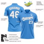 Personalized Powder Blue White-Gray Performance Vapor Golf Polo Shirt Team Custom Name and Number