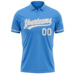 Personalized Powder Blue White-Gray Performance Vapor Golf Polo Shirt Team Custom Name and Number