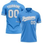 Personalized Powder Blue White-Gray Performance Vapor Golf Polo Shirt Team Custom Name and Number