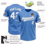 Personalized Powder Blue White-Gray Two-Button Unisex Softball Jersey Team Custom Name and Number